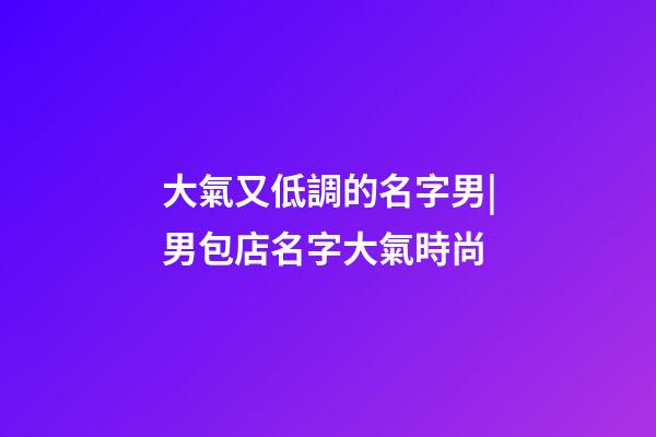 大氣又低調的名字男|男包店名字大氣時尚-第1張-店鋪起名-玄機派